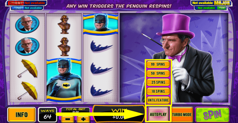 Batman And The Penguin Prize Autoplay Feature