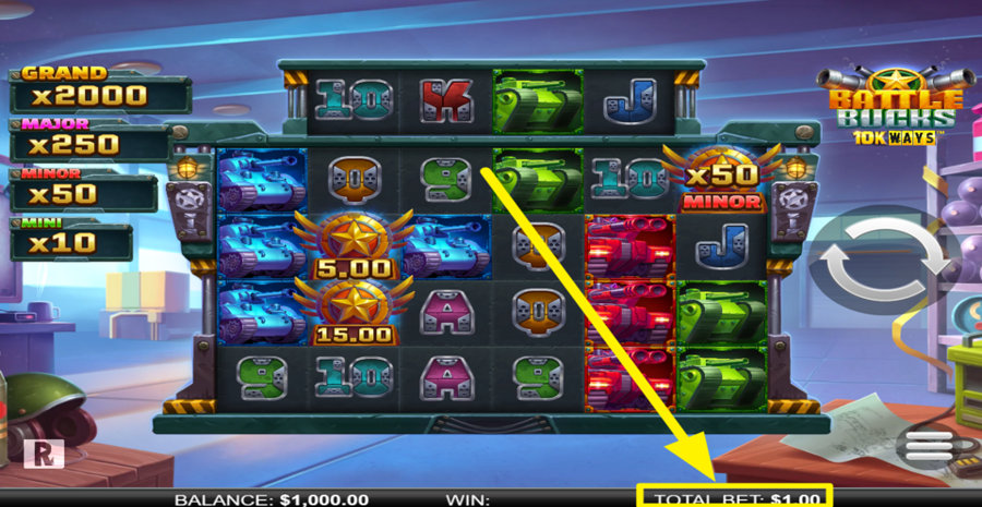 Battle Bucks 10k Ways Adjust Bet