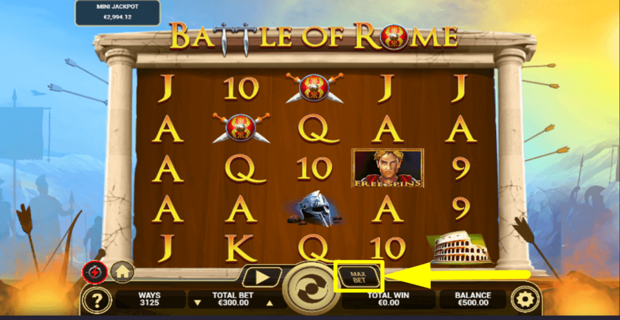 Battle Of Rome Max Bet Button