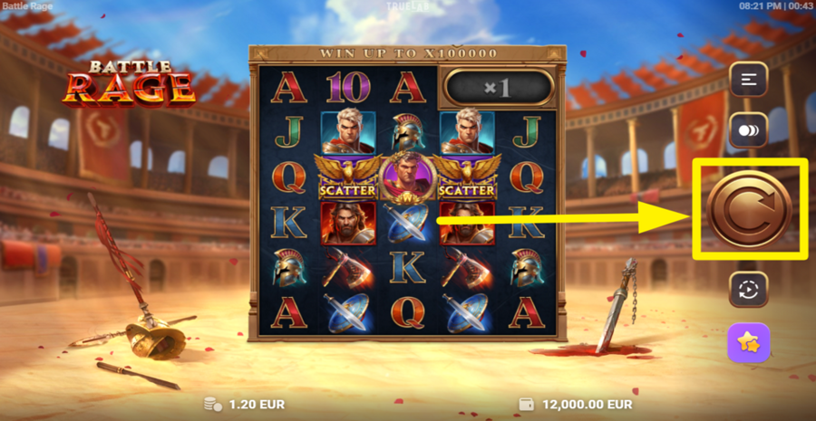 Battle Rage Spin Button