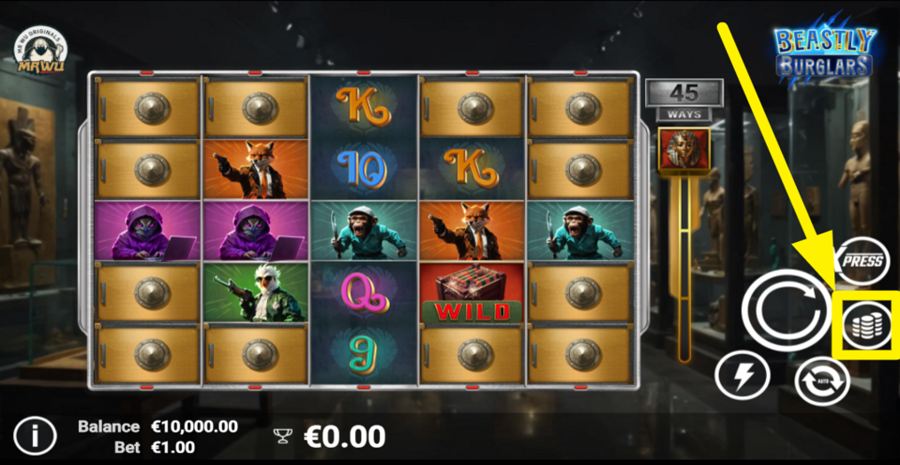 Beastly Burglars Adjust Bet