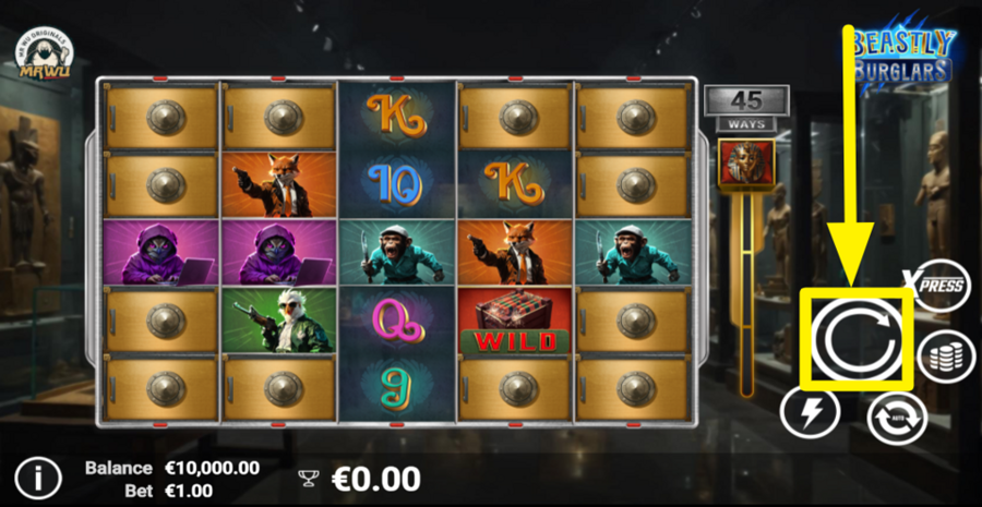 Beastly Burglars Spin Button