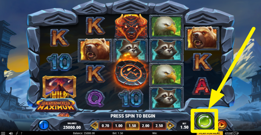 Beasts Of Fire Maximum Spin Button