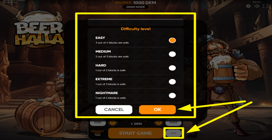 Beerhalla Set Difficulty Level