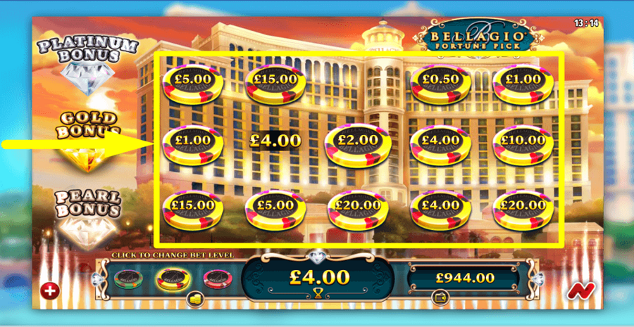 Bellagio Fortune Pick Place Bets