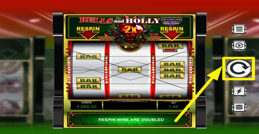 Bells And Holly Multiplier Retro Roller Spin Button