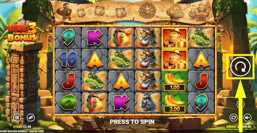 bet365 Kong 3 Even Bigger Bonus Spin Button