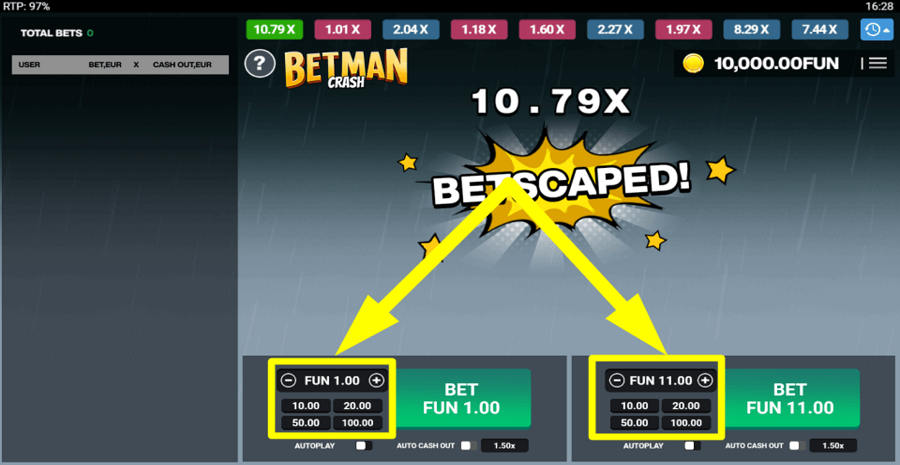 Betman Crash Bet Value