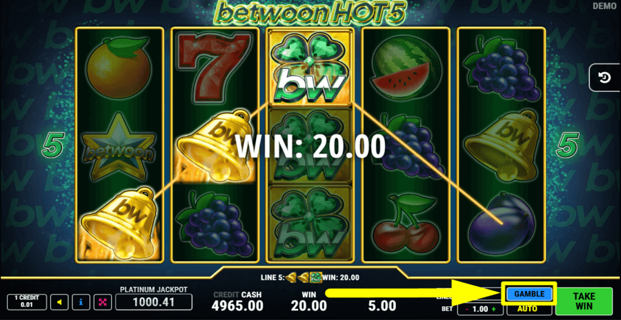 Betwoon Hot 5 Gamble Feature