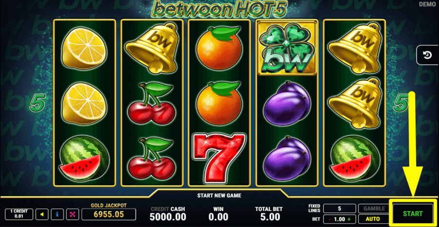 Betwoon Hot 5 Start Button