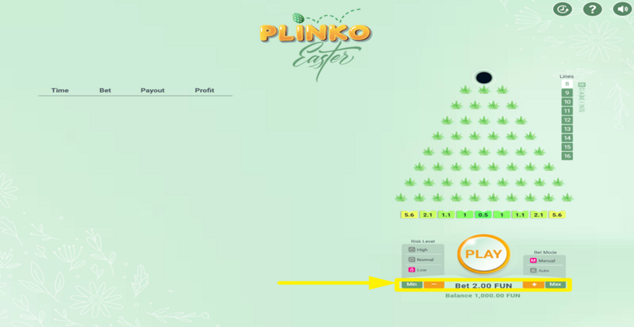 Bgaming Easter Plinko Adjust Bet