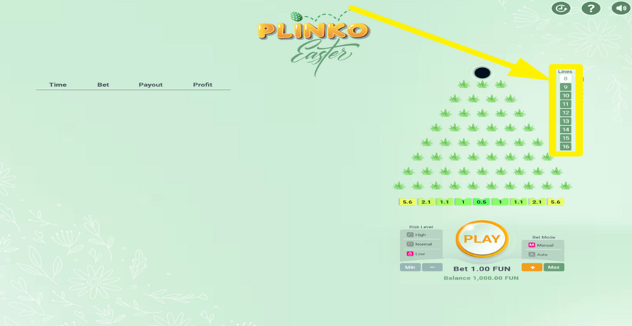 Bgaming Easter Plinko Adjust Lines