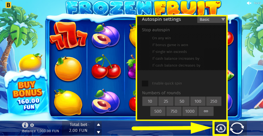 Bgaming Frozen Fruit Autoplay Feature