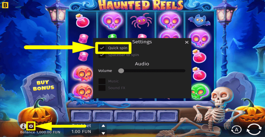 Bgaming Haunted Reels Quick Spin Feature