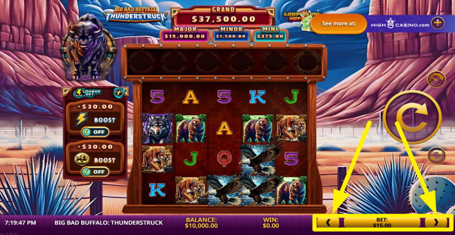 Big Bad Buffalo Thunderstruck Adjust Bet