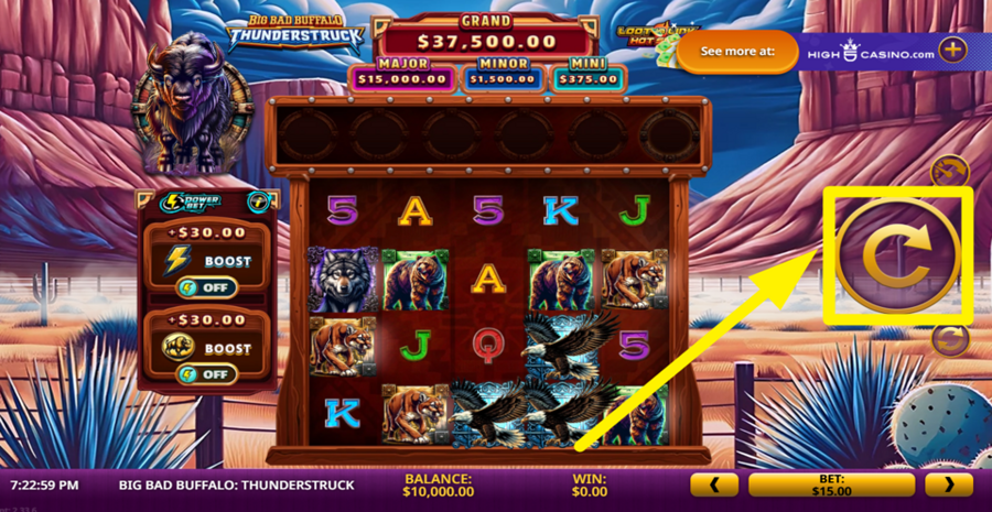 Big Bad Buffalo Thunderstruck Spin Button