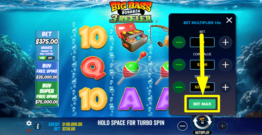 Big Bass Bonanza 3 Reeler Bet Max Button