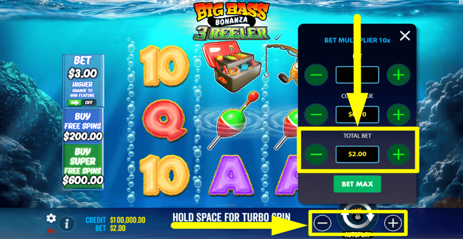 Big Bass Bonanza 3 Reeler Total Bet Value