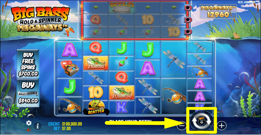 Big Bass Hold And Spinner Megaways Spin Button