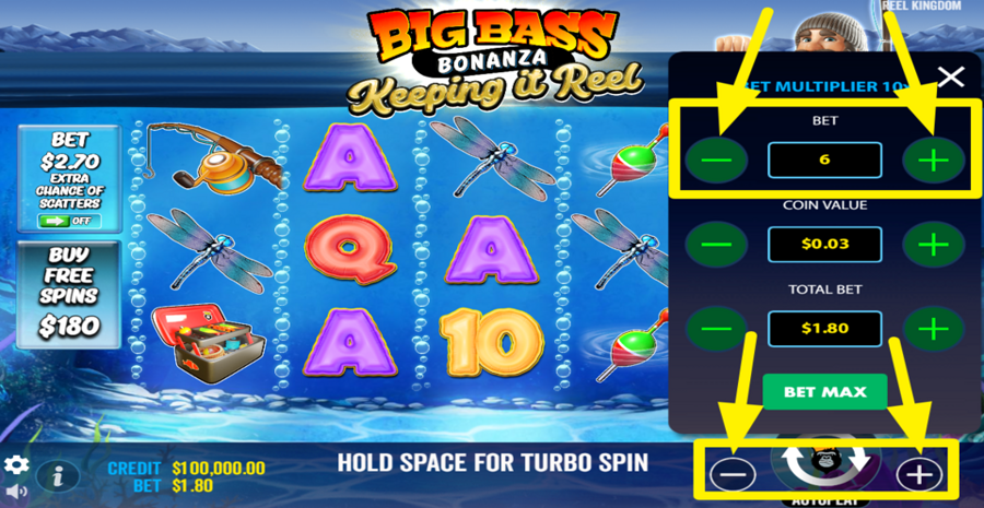 Big Bass Keeping It Reel Adjust Bet Level