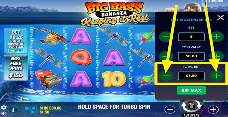 Big Bass Keeping It Reel Adjust Total Bet