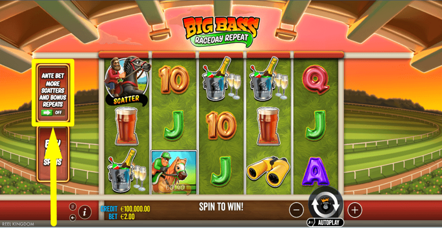 Big Bass Raceday Repeat Ante Bet Feature