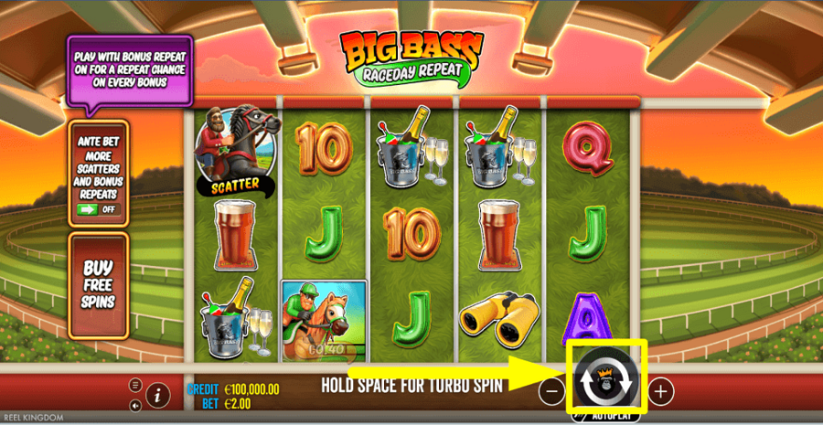 Big Bass Raceday Repeat Spin Button