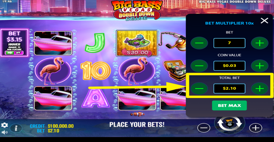 Big Bass Vegas Double Down Deluxe Adjust Total Bet