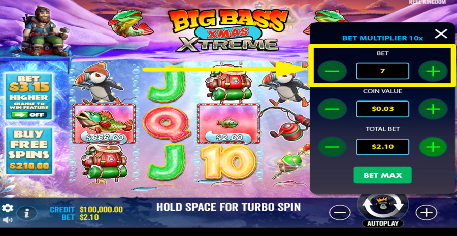 Big Bass Xmas Xtreme Adjust Bet Level