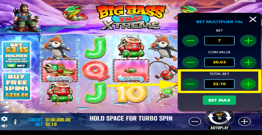Big Bass Xmas Xtreme Adjust Total Bet