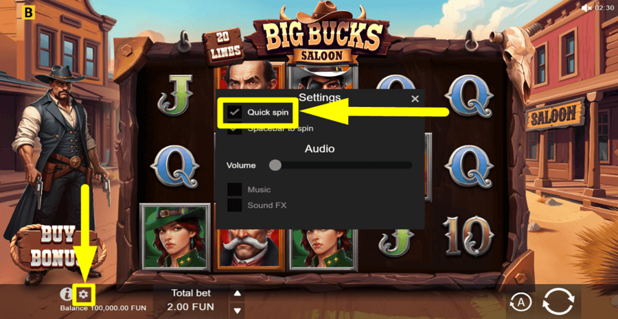Big Bucks Saloon Quick Spin Feature