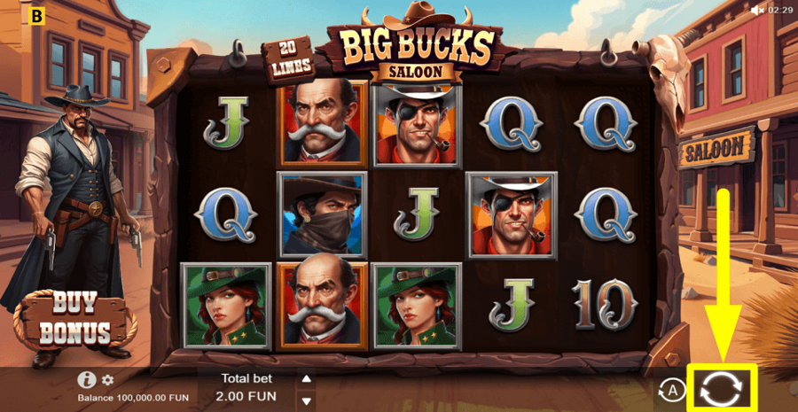 Big Bucks Saloon Spin Button