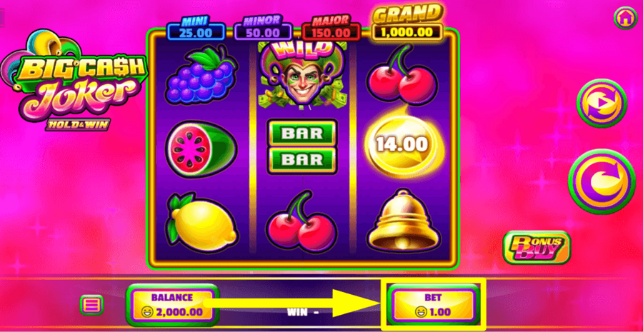 Big Cash Joker Hold And Win Bet Value