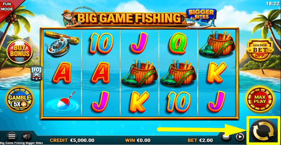 Big Game Fishing Bigger Bites Spin Button