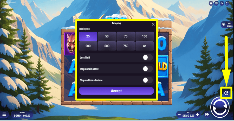 Big Mammoth Autoplay Feature