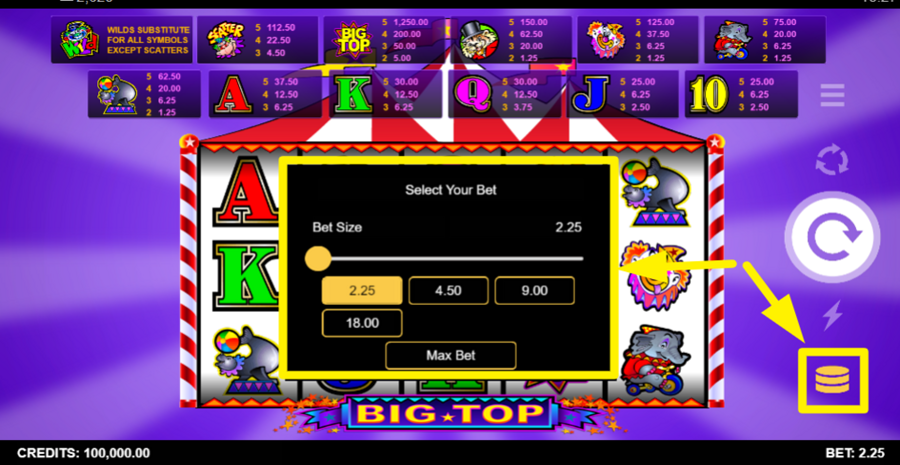 Big Top Bet Adjust