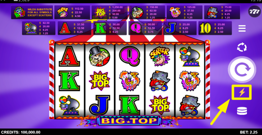 Big Top Quick Spin Feature