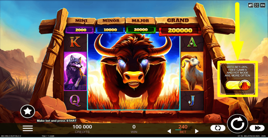 Big Wild Buffalo 2 Ante Bet Feature