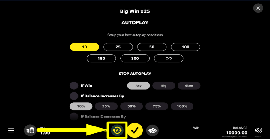 Big Win x25 Autoplay Feature
