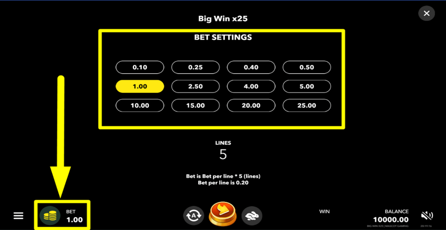 Big Win x25 Bet Value
