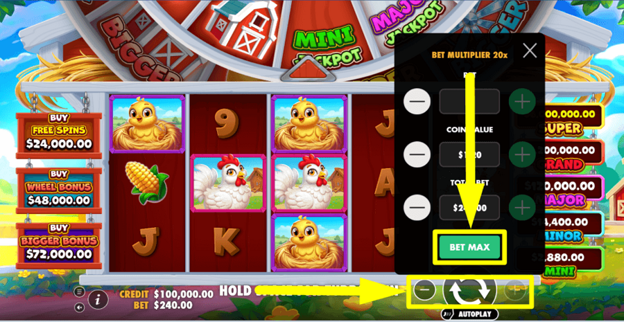 Bigger Barn House Bonanza Bet Max Button