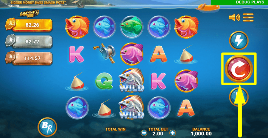 Bigger Money Bass Smash Pots Spin Button