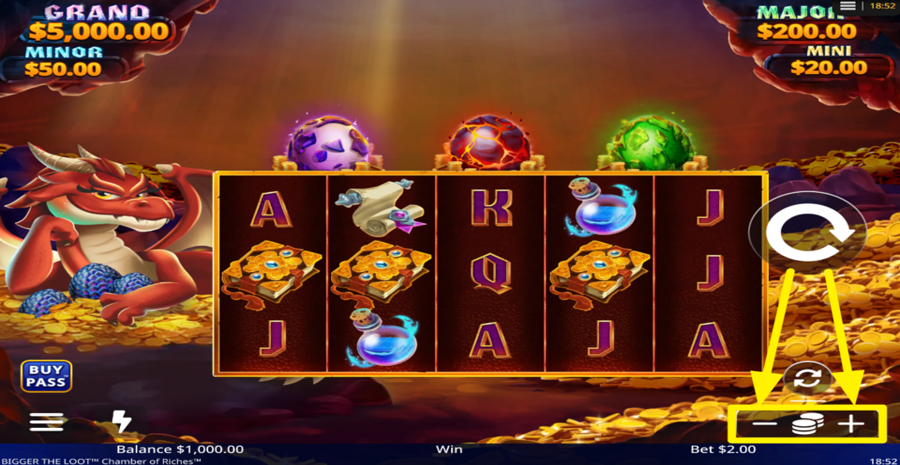 Bigger The Loot Chamber Of Riches Adjust Bet