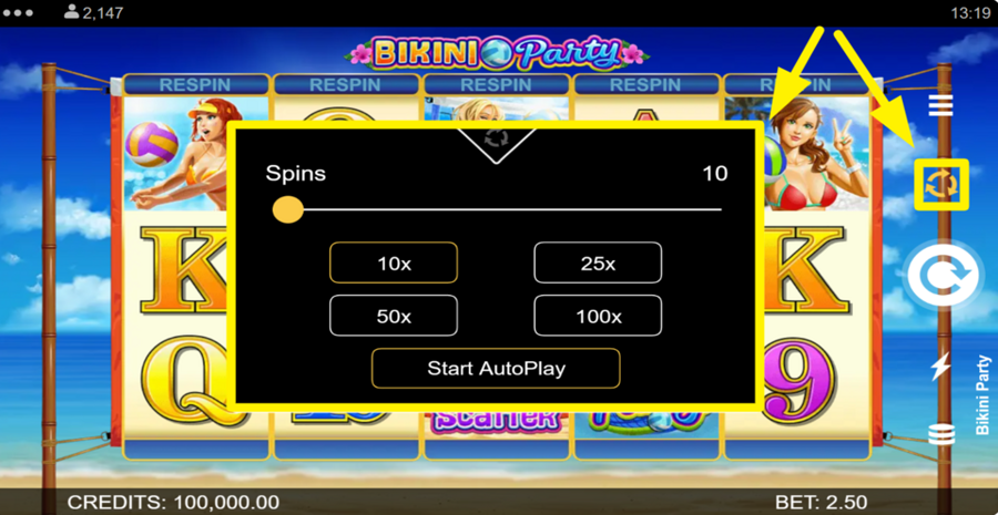 Bikini Party Autospin Feature