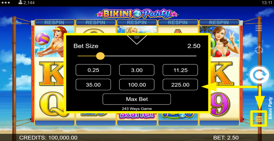 Bikini Party Bet Adjust
