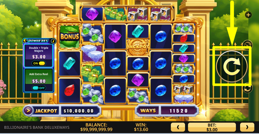 Billionaires Bank Deluxeways Spin Button
