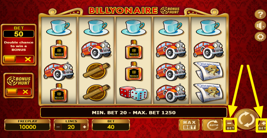 Billyonaire Bonus Hunt Adjust Bet