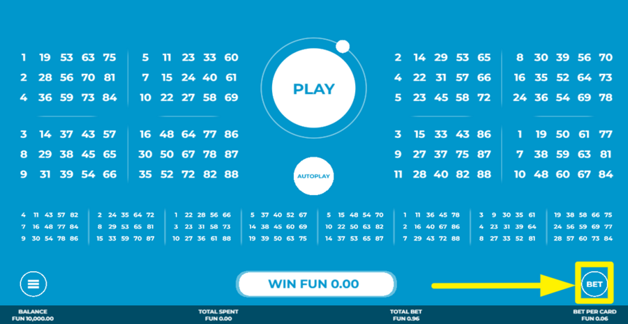 Bingo Bingo Adjust Bet