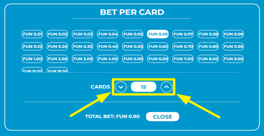 Bingo Bingo Adjust Number Of Cards