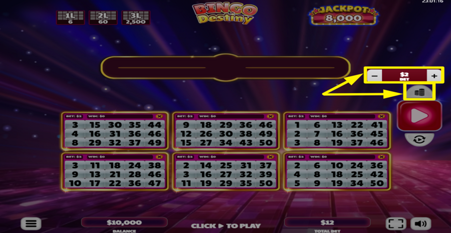 Bingo Destiny Adjust Bet